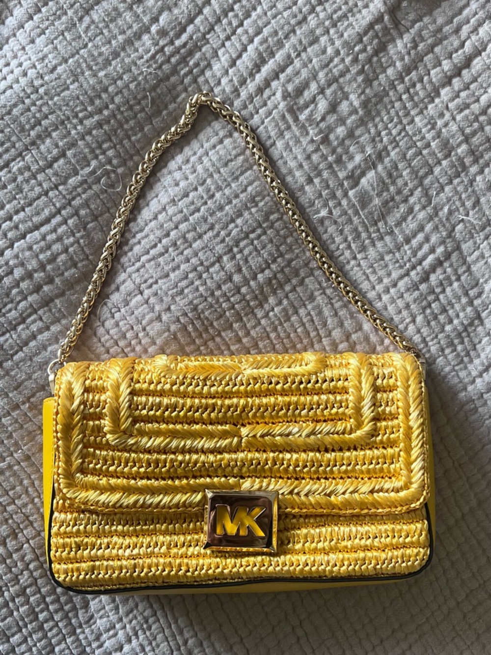 Michael Kors Yellow Woven Chain Crossbody Bag
